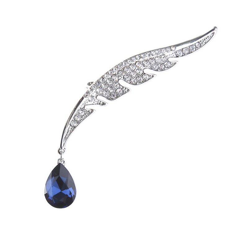 Cài áo thời trang hình lông vũ cách điệu đính đá GC73