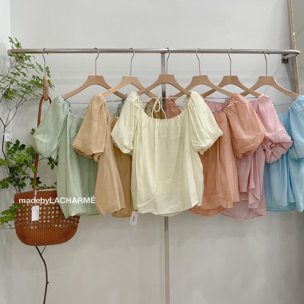 Áo thô tay bồng buộc nơ sau 9278
