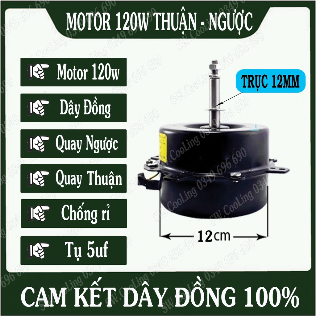 MOTOR QUẠT HƠI NƯỚC 120W 100% DÂY ĐỒNG