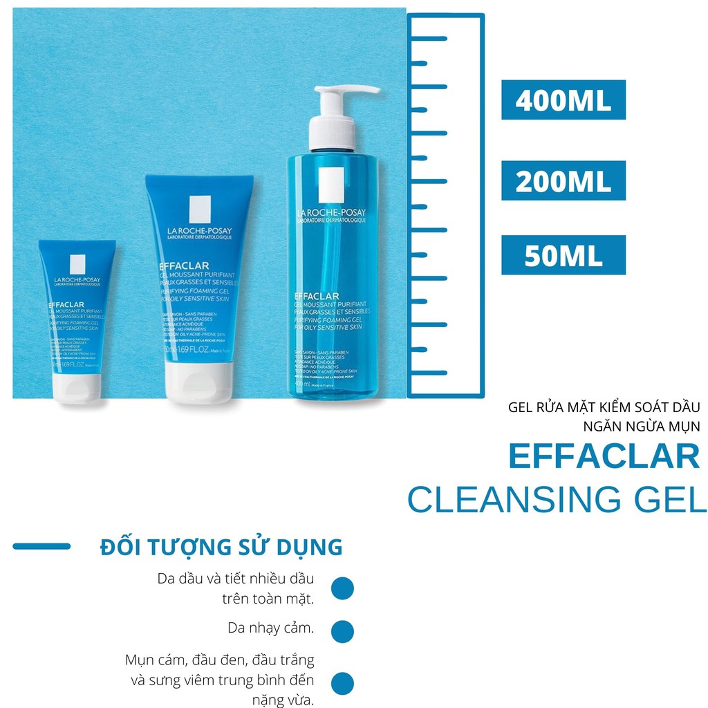 Sữa Rửa Mặt Giảm Nhờn Cho Da Dầu Mụn La RochePosay Effaclar 400ml