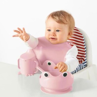 Bộ ăn dặm con ếch màu hồng mata ikea