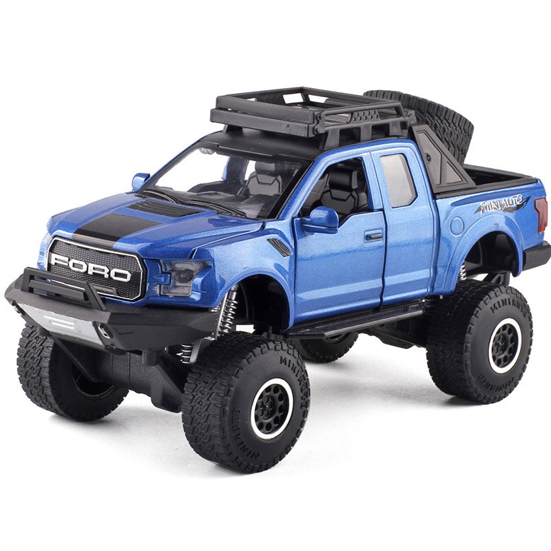 XE MÔ HÌNH FORD F150 Raptor Offroad - tỷ lệ 1:32 đúc KIM LOẠI Vàng | Xanh