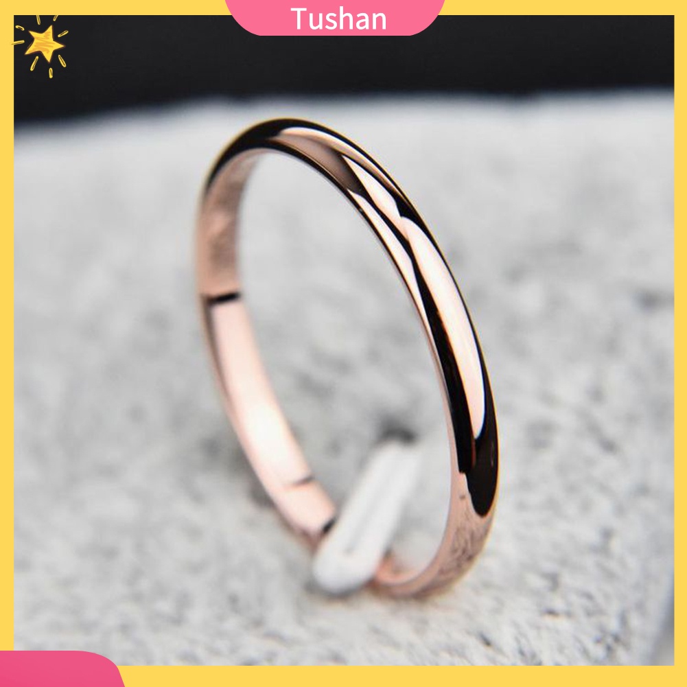 Nhẫn thép titan bóng đơn giản thời trang cho nữ