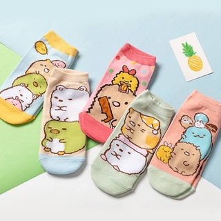 Tất Nam Hàn Quốc Cotton Raza Men Bít Tất Loại Tốt Vớ Nam Nữ Co Giãn Thoáng Mát 5 Pairs San-X SUMIKKO GURASHI Cartoons Men Women Breathable Sports socks kawaii animal Boat Comfortable Cotton Ankle Socks Kids gift