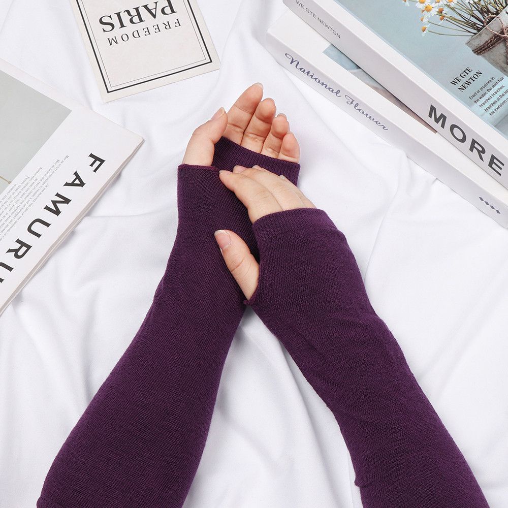 Găng tay cotton mềm hở ngón họa tiết kẻ sọc cổ điển cho nữ