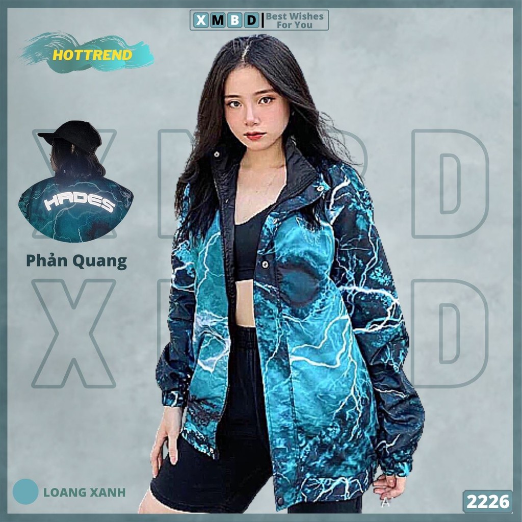 Áo Khoác Dù Nam Nữ Hàng QC Jackets Gió Loang Màu Phản Quang 2 Lớp Form Rộng Unisex HAD_ES TIA SÉC- AK2226