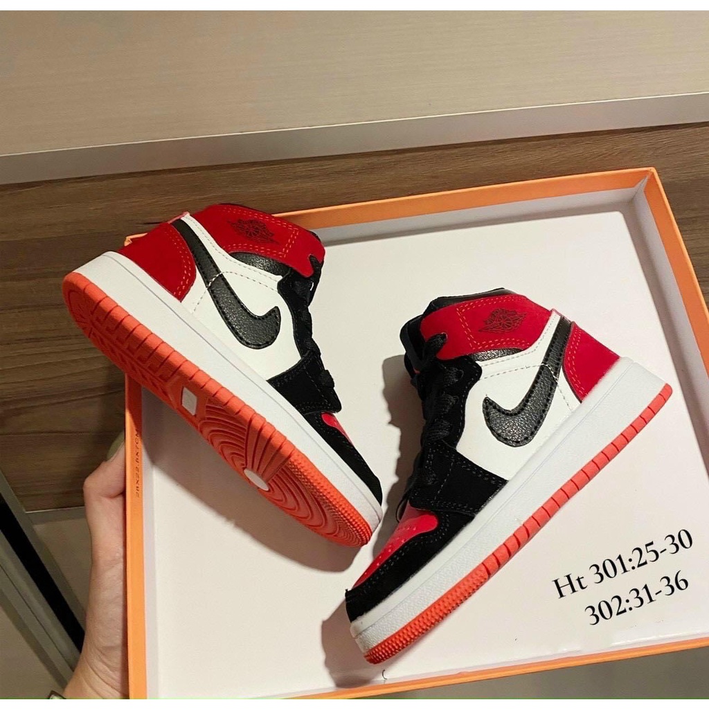 Giày thể thao jordan cao cổ chống trơn trượt chất da mềm cao cấp cho bé trai và bé gái size 25-37 HADO1718