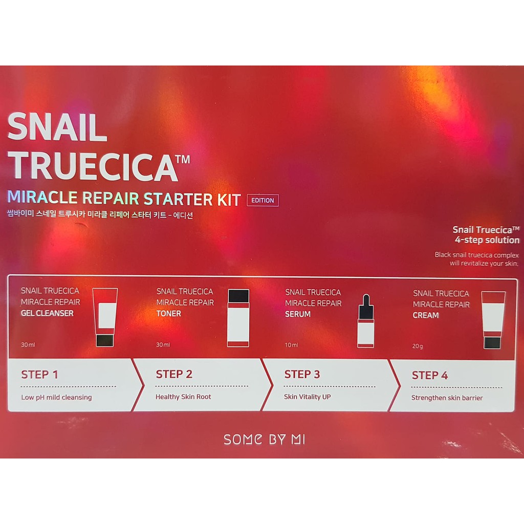 Bộ Dưỡng Phục Hồi Da Và Cải Thiện Vết Thâm Sẹo Lõm Some By Mi Snail Truecica Miracle Repair Starter Kit