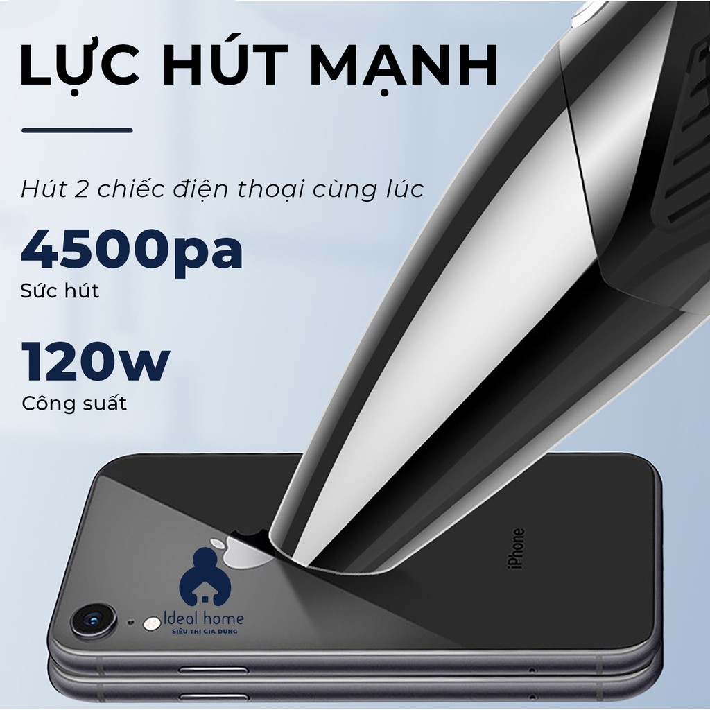 [MÁY HÚT BỤI] - Máy Hút Bụi Cầm Tay Mini Không Dây Sạc USB Dành Cho Ô Tô Và Gia Đình Công Suất 120W - IDEALHOME | BigBuy360 - bigbuy360.vn