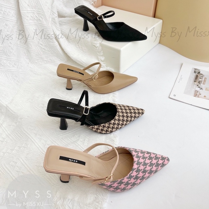 Giày cao gót nữ mũi nhọn 5cm phối dây ngang thời trang MYSS - CG239