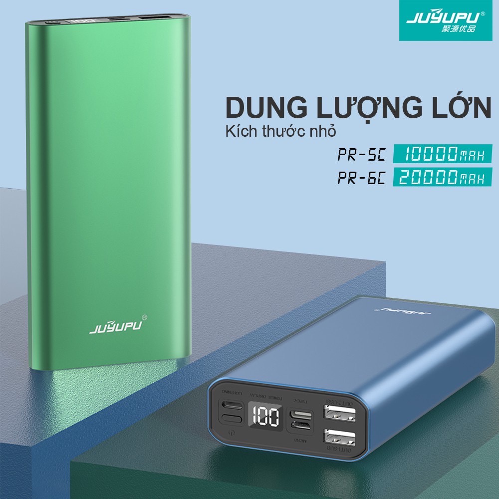 Sạc dự phòng JUYUPU PR-6C 20000mAh/PR-5C 10000mAh,màn hình LED chính hãng Cho iPhone Samsung OPPO XIAOMI cục sạc dự va..