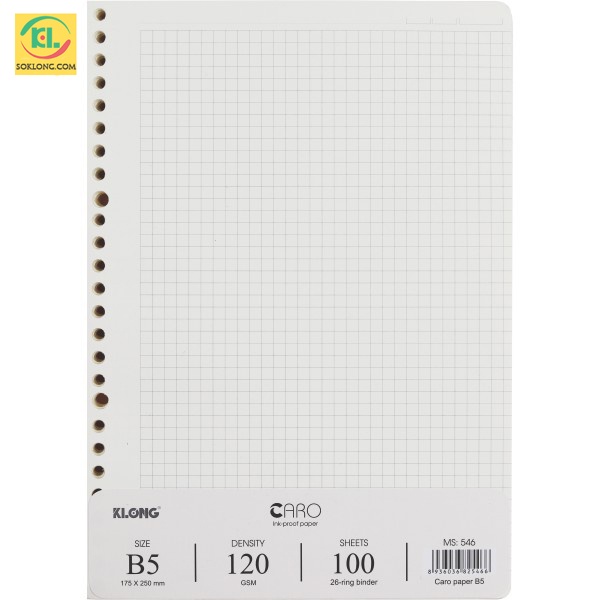 Ruột sổ còng B5 Caro - 100 tờ Klong dày dặn MS 546