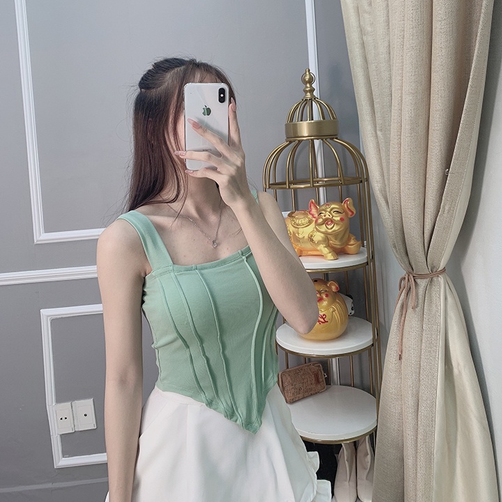 Chân váy ngắn xòe xếp ly 2 tầng màu trắng đi chơi có quần lót trong