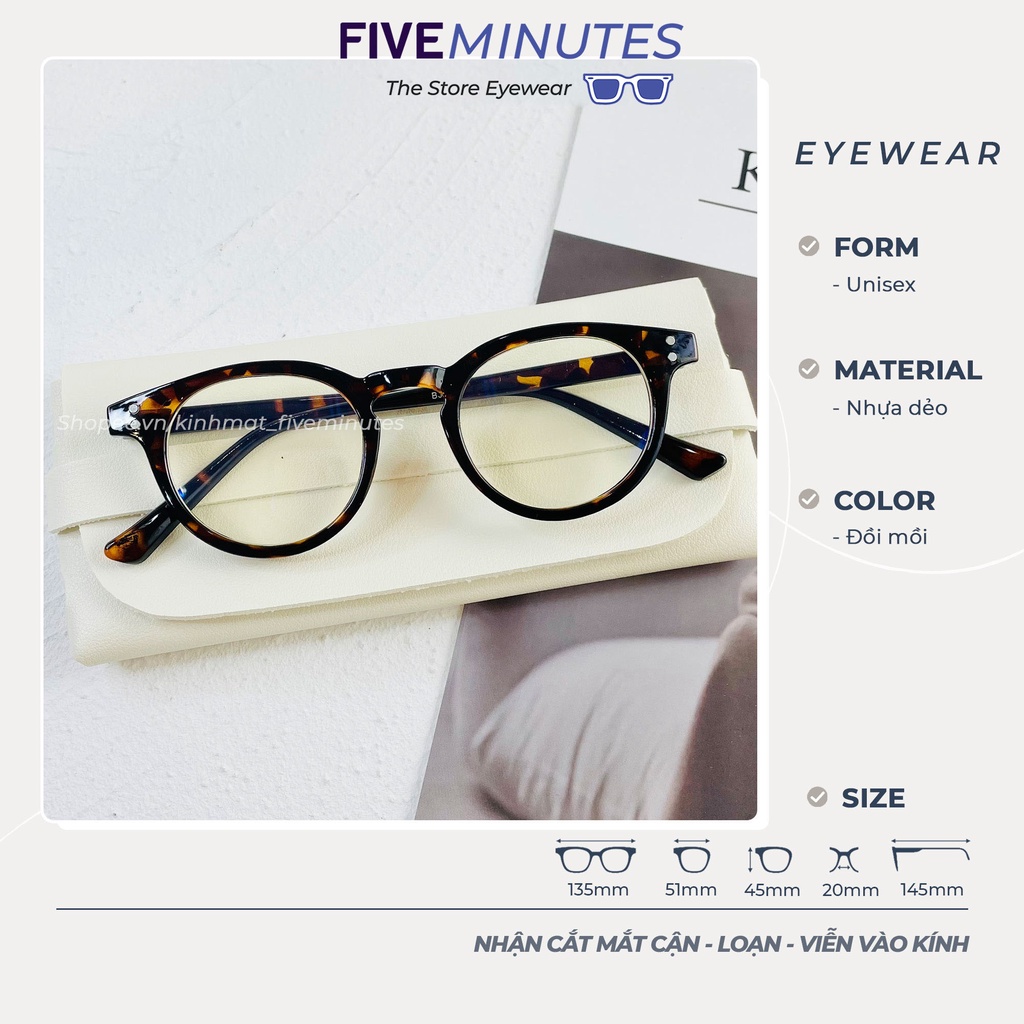 Gọng kính tròn nhựa size bé unisex , mang đi đường chống bụi tiện dụng