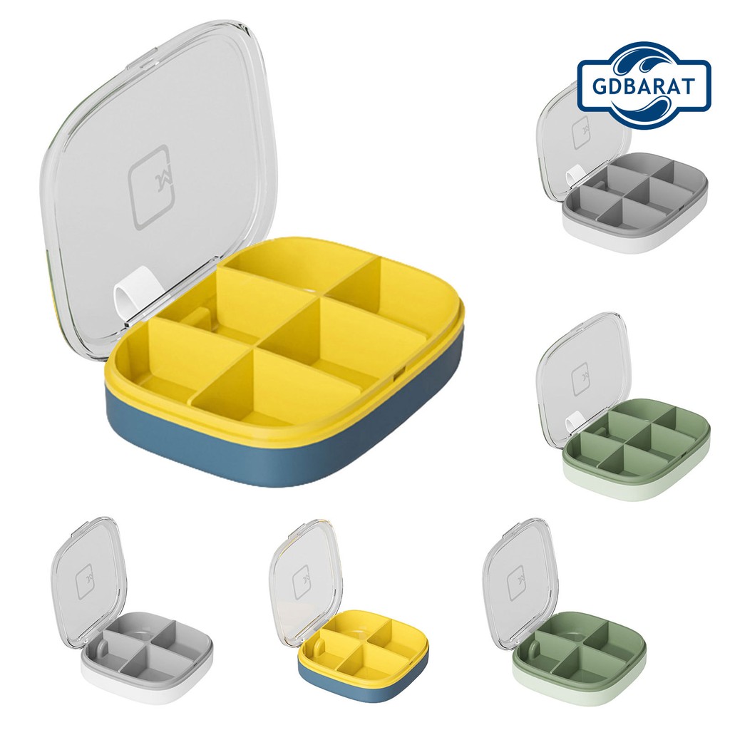 (Hàng Mới Về) Hộp Đựng Thuốc Viên 4 / 6 Ngăn Chống Ẩm Tiện Dụng