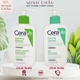 Sữa Rửa Mặt Cerave Foaming Facial Cleanser 236ml Dành Cho Da Dầu Mụn Và Da Khô - Srm Màu Xanh Dương, Xanh Lá Chính Hãng