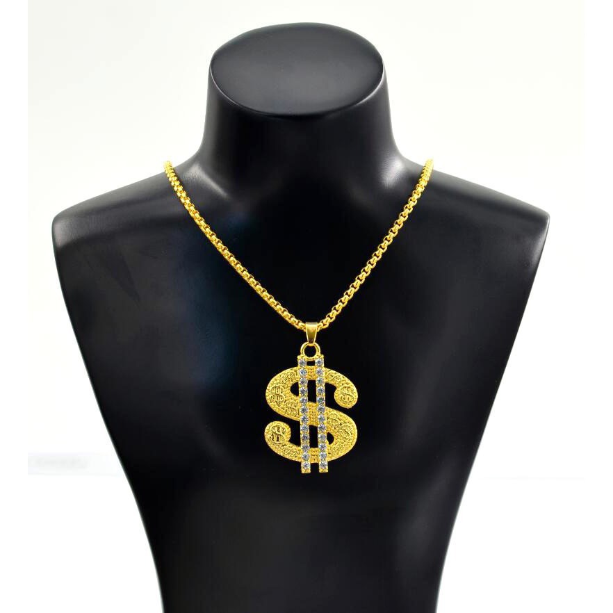 Phong cách hip-hop thời trang nam Vòng cổ kim cương tiền vàng 24K