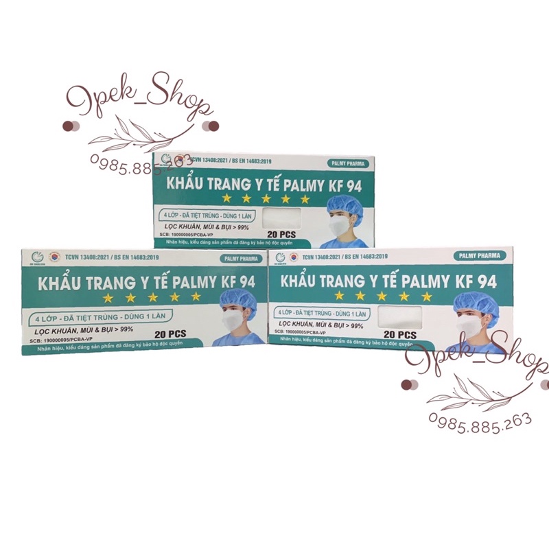 Khẩu trang y tế PALMY KF 94 hộp 20 chiếc màu trắng 4 lớp - Ipek_Shop