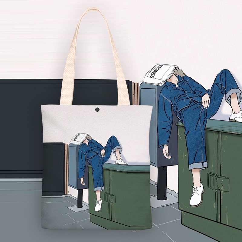 Túi tote túi vải canvas phong cách Nhật Bản tiện dụng - Akai