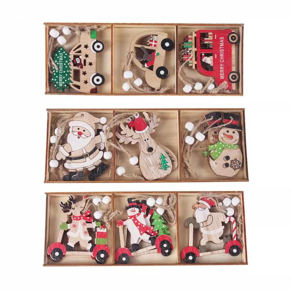 Set 9 Phụ Kiện Gỗ Treo Trang Trí Cây Thông Giáng Sinh