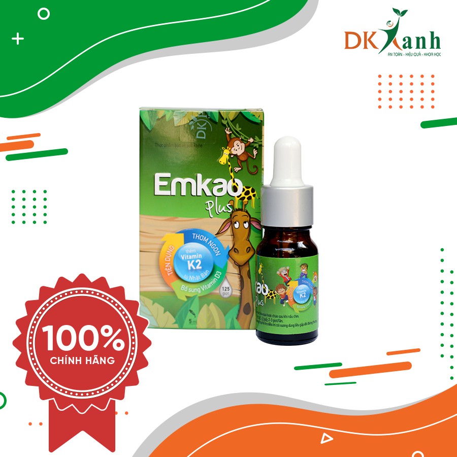 EMKAO plus vitamin d3 kết hợp k2 - phát triển hệ xương, răng, giảm quấy khóc đêm ở trẻ, phát triển chiều cao - DK PHARMA