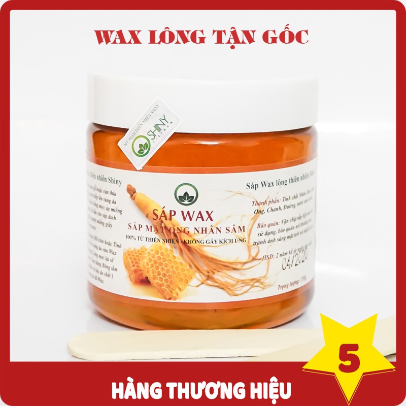 Sáp Wax Triệt Lông Mật Ong Nhân Sâm Handmade Shiny Hủ 350gr Wax Lông An Toàn Tại Nhà ( Tặng Kèm Dụng Cụ Wax)