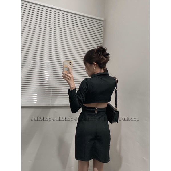 Set áo vest croptop phối chân váy ( ảnh thật shop chụp)