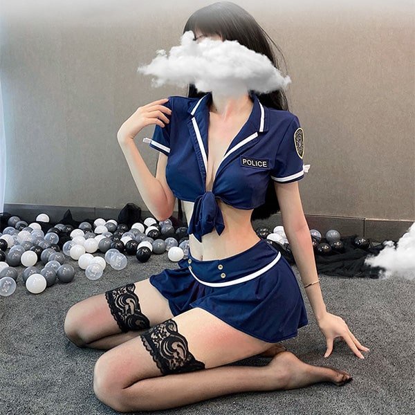 (1611)Cosplay cảnh sát sexy gợi cảm bộ váy ngủ nữ police xẻ ngực quyến rũ BIKIHOUSE N703