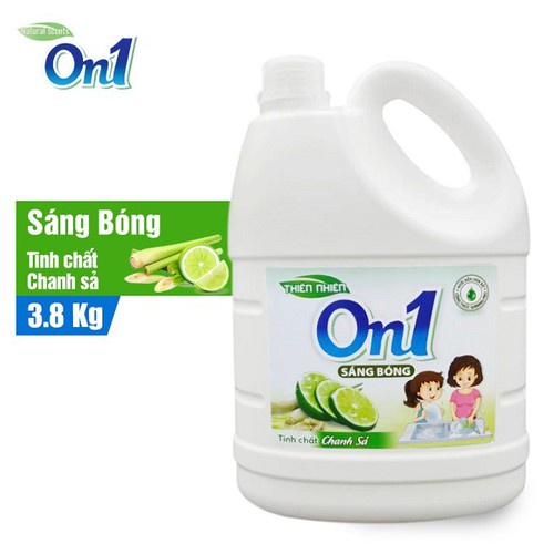 Nước rửa chén On1 hương muối hồng trà xanh can 3.8L - Sạch bóng vết dầu mỡ