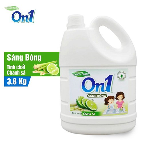 Nước rửa chén On1 hương chanh xả 3.8Kg - Không chứa chất tạo màu, parabens và hóa chất độc hại