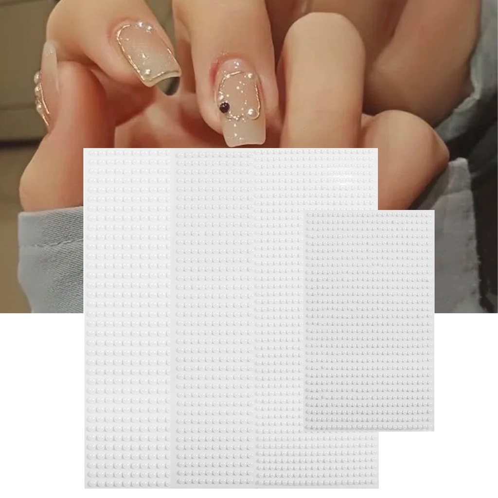 Bộ 750 Miếng Dán Hình Xăm 3D Đính Ngọc Trai Nhân Tạo Tự Dính Dùng Trang Trí Điện Thoại / Móng Tay / Cơ Thể