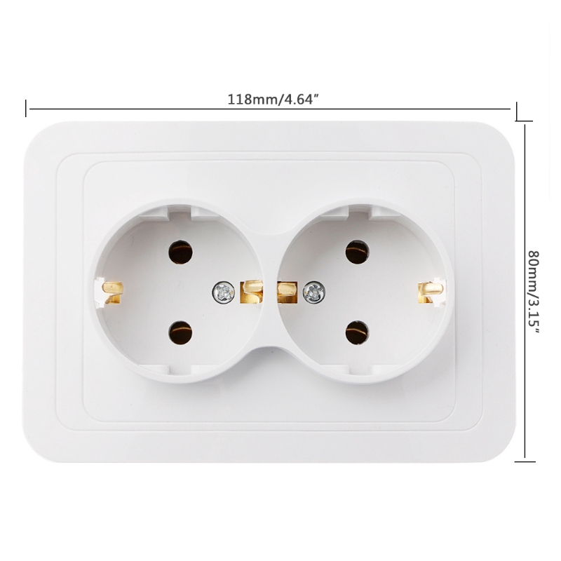 Ổ cắm nguồn ngoài nối đất kiểu EU 118x80mm 220V/16A