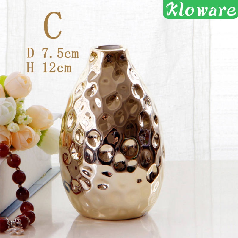 Bình Hoa Bằng Gốm Sứ Màu Vàng Đồng Sang Trọng Dùng Trang Trí Bàn Phong Cách 1