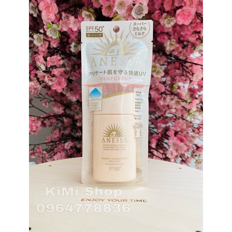 (MẪU MỚI 2021) Kem chống nắng Anessa Mild Milk Shiseido cho da nhạy cảm 60ml