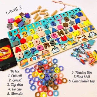 [SIÊU SALE- HÀNG LOẠI 1] Đồ chơi gỗ 6in1 đa năng học chữ số làm toán, câu cá