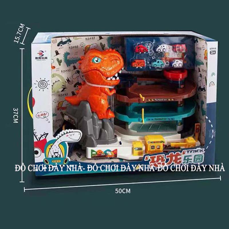 Đồ chơi gara ô tô tự động khủng long ( 6 xe ô tô)