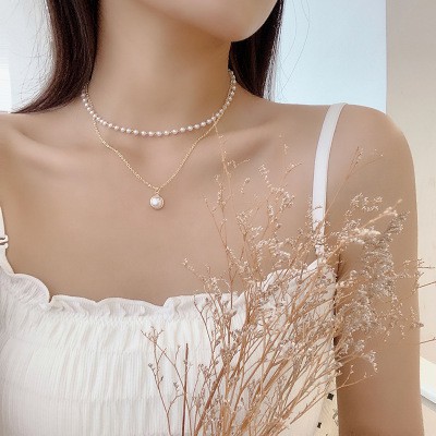 Dây chuyền mặt hình tròn hai lớp thời trang dành cho nữ phong cách Hàn Quốc