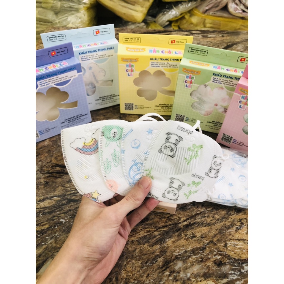 Khẩu Trang Trẻ Em - Hộp 10 Chiếc - Khẩu Trang Cho Bé Họa Tiết 3D Đáng Yêu (KT06)