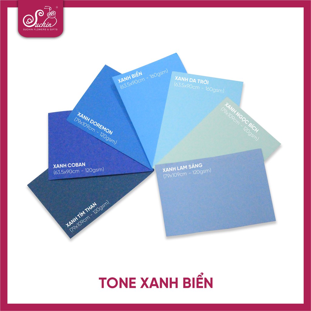 Giấy mỹ thuật làm hoa tone xanh biển
