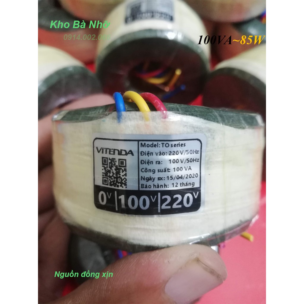 (100VA). Bộ đổi nguồn 220V sang 110V 100VA(80W) gắn trong cho quạt Nhật, lọc khí, xạc... nguồn đồng xịn. Vitenda