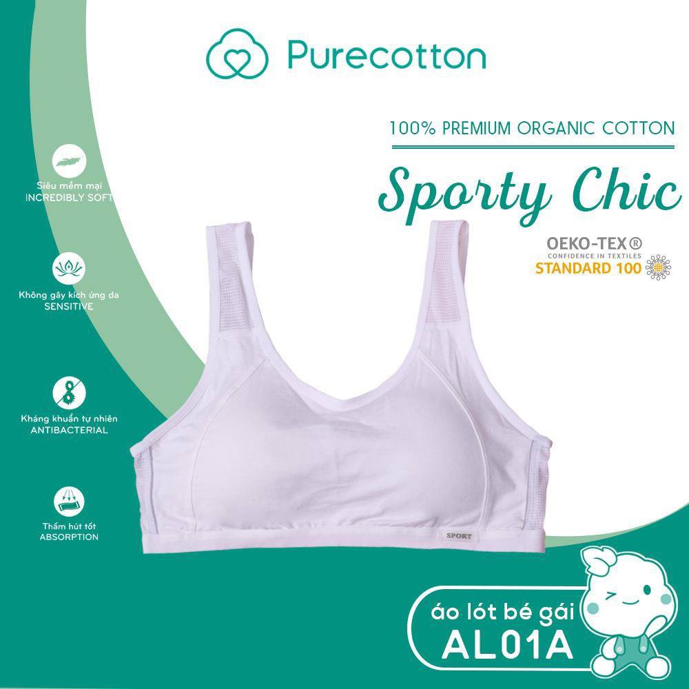 Áo lá học sinh Pure Cotton - Áo lót bé gái mới lớn kiểu dáng chui đầu có đệm