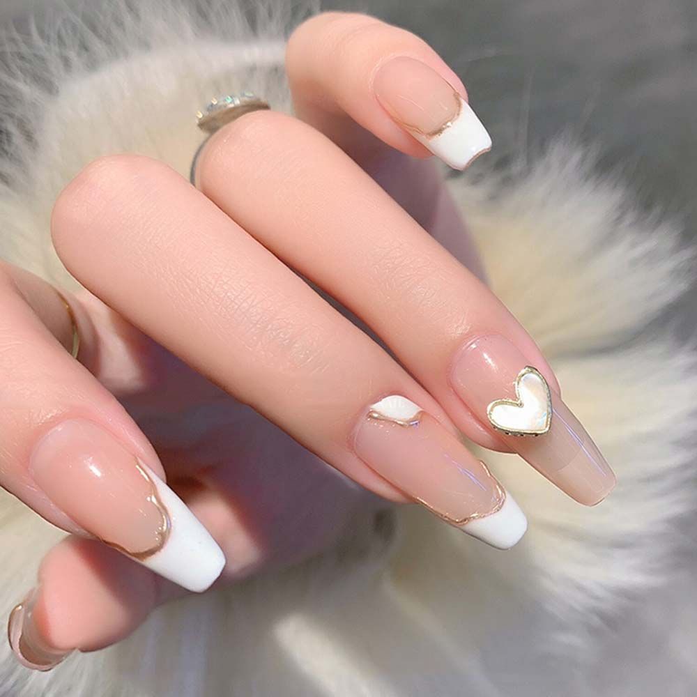 [Hàng mới về] Phụ kiện trang trí móng tay nghệ thuật hình trái tim vỏ sò 3D bằng hợp kim sáng bóng kiểu Nhật Bản