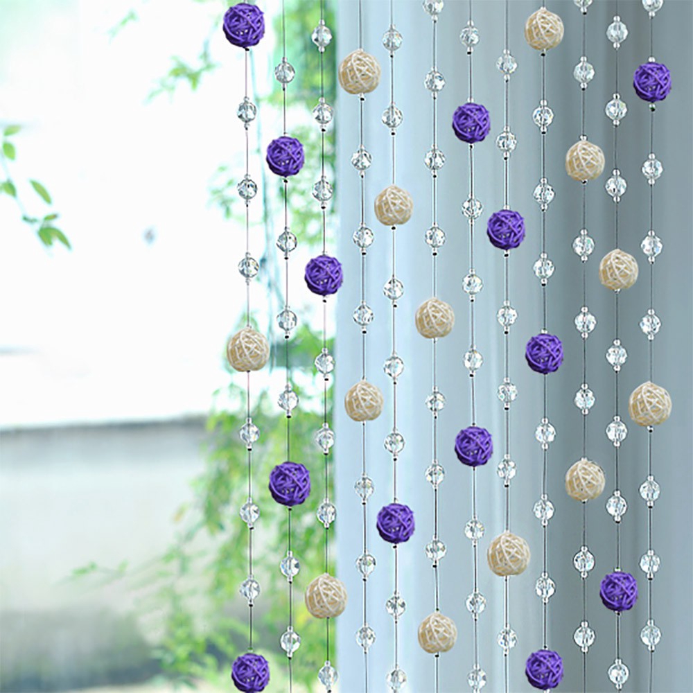Rèm Cửa Dây Hạt Pha Lê Tròn Nhiều Màu Trong Suốt one Meter