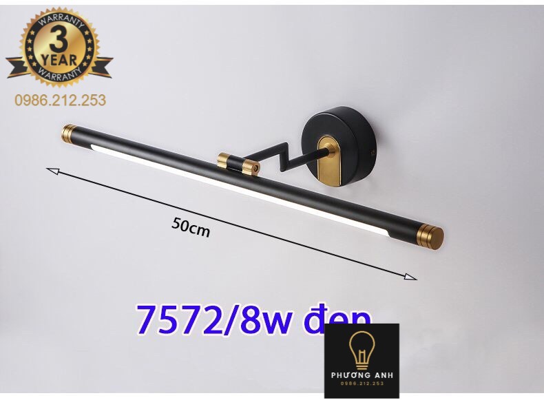 Đèn rọi gương- đèn soi tranh hai màu trắng đen trang trí nội thất -Đèn Phương Anh