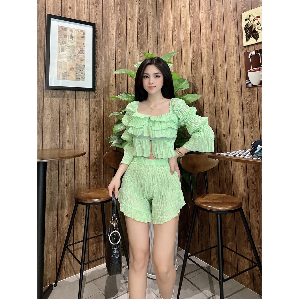 BoNa -  Set Bộ Quần Áo Ngắn Croptop - CM016