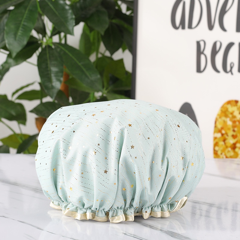 Mũ Tắm Hai Lớp Chất Liệu polyester Và cotton Chống Thấm Nước In Họa Tiết Xinh Xắn Cho Nữ