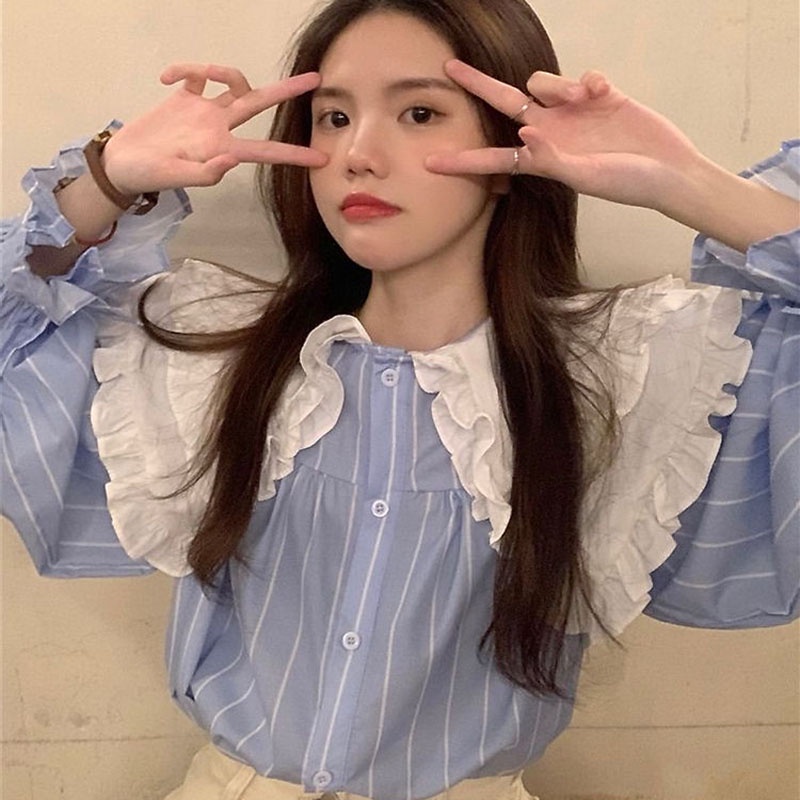 Áo sơ mi IELGY cổ búp bê hợp thời trang dễ phối đồ cho nữ