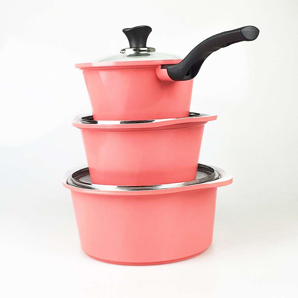 [ĐÃ VỀ HỒNG] BỘ NỒI QUÁNH 3 MÓN ĐÁY TỪ CERAMIC GREENCOOK công nghệ hàn quốc