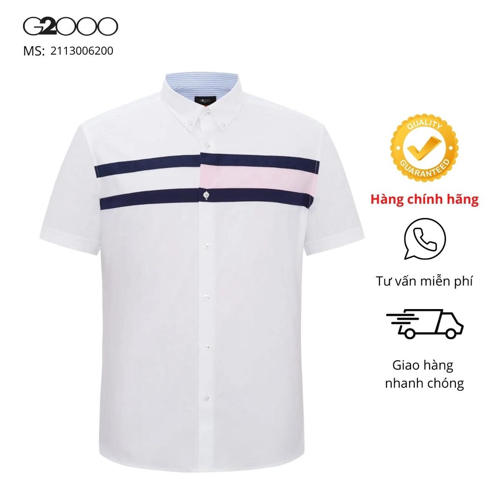 Áo Sơ Mi Nam G2000 (21130062- 00/78 ) Tay Ngắn 2 Màu Trắng - Xanh