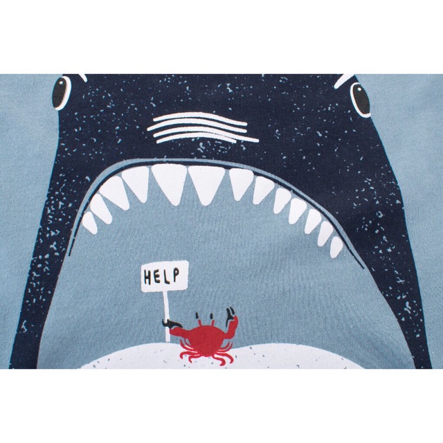 Áo thun tay ngắn in hình cá mập dễ thương cho bé trai